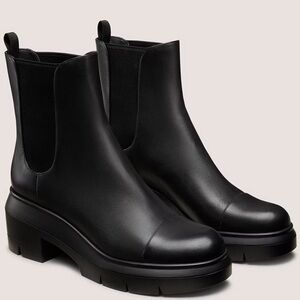 Stuart Weitzman Black Leather Lug Boots Size 8.5